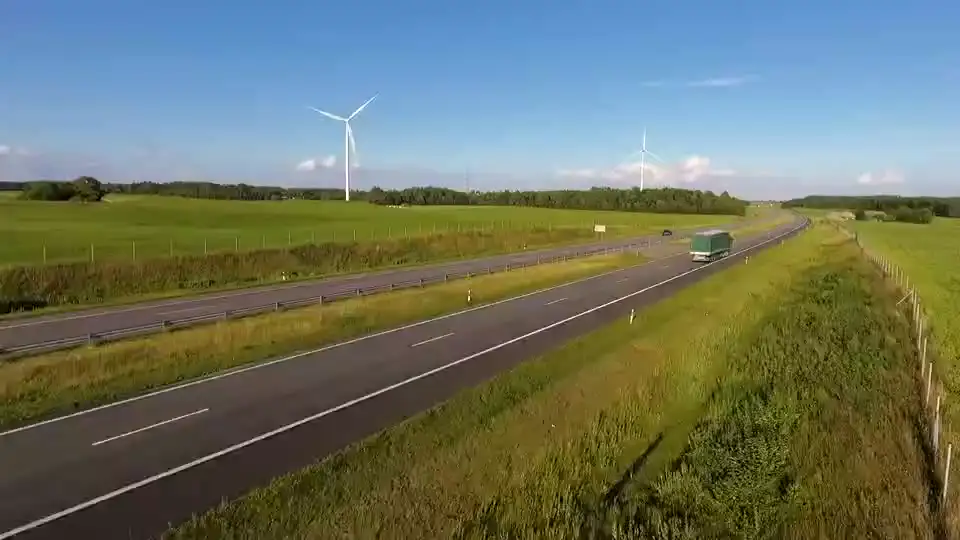 A truck on a highway.